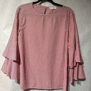 beachlunchlounge Striped Flare Sleeve Blouse‎